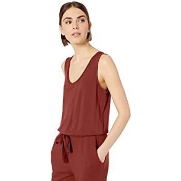 DAILY RITUAL rust orange size XS Terry Sleeveless Scoopneck Jumpsuit - Picture 2 of 6